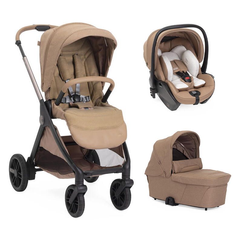 Poussette Trio Bellagio 2 + Siège auto First Seat Recline + Nacelle Flexi Caramel - chicco