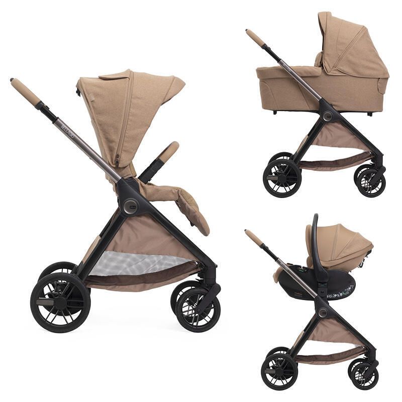 Poussette Trio Bellagio 2 + Siège auto First Seat Recline + Nacelle Flexi Caramel - chicco