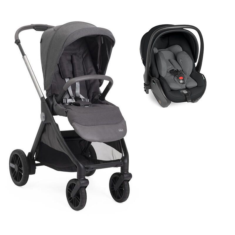 Poussette Duo Bellagio 2 + Siège auto First Seat Recline Black Satin - chicco