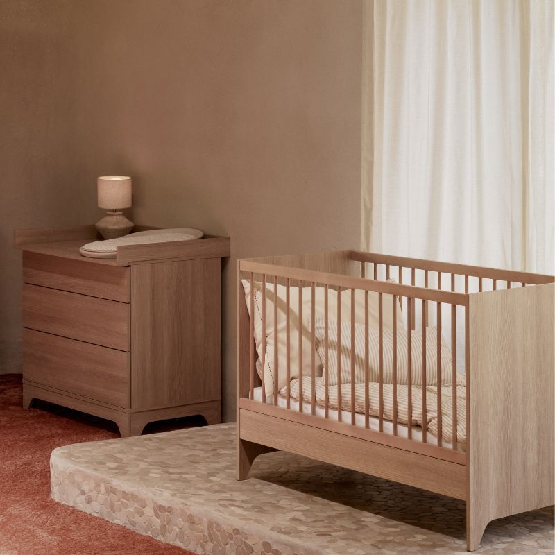 Chambre Duo Tsugi Honey Ash Lit bébé évolutif 60x120cm + Commode - quax