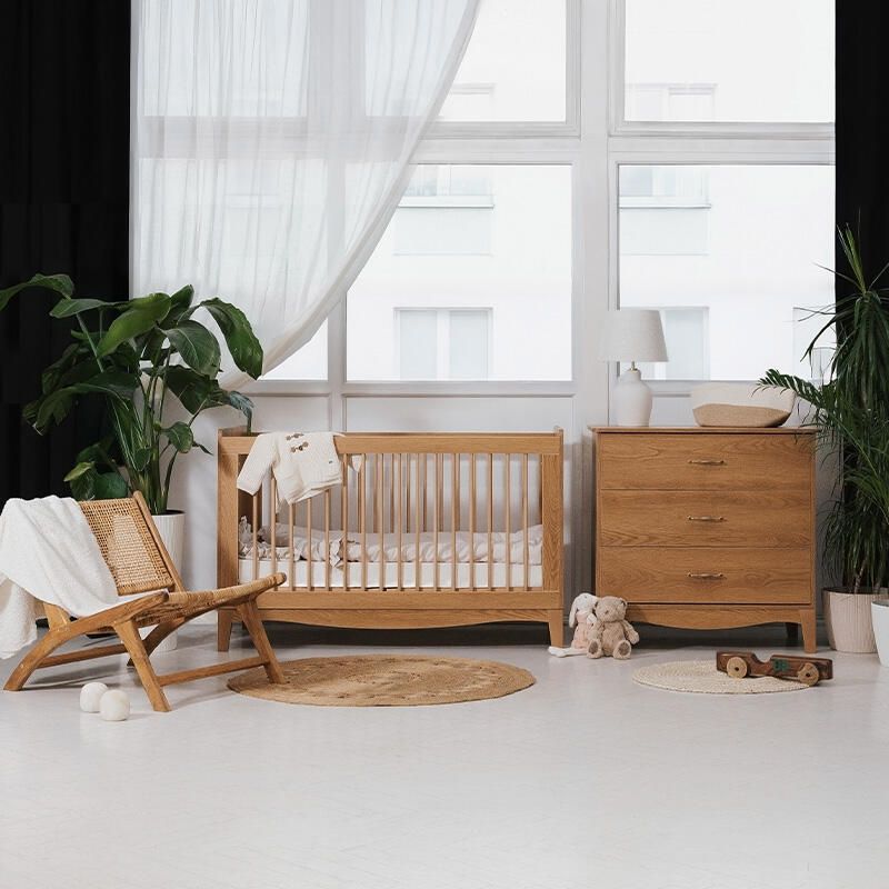 Chambre Duo Lille Caramel Lit bébé évolutif 70x140cm + Commode - nina bien