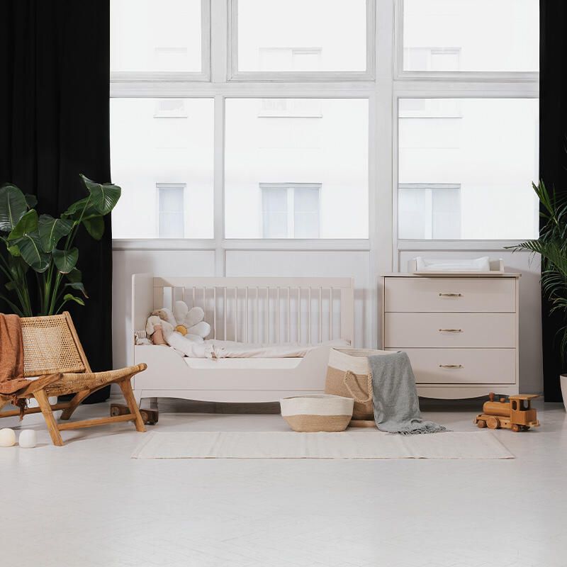 Chambre Duo Lille Cachemire Lit bébé évolutif 70x140cm + Commode - nina bien