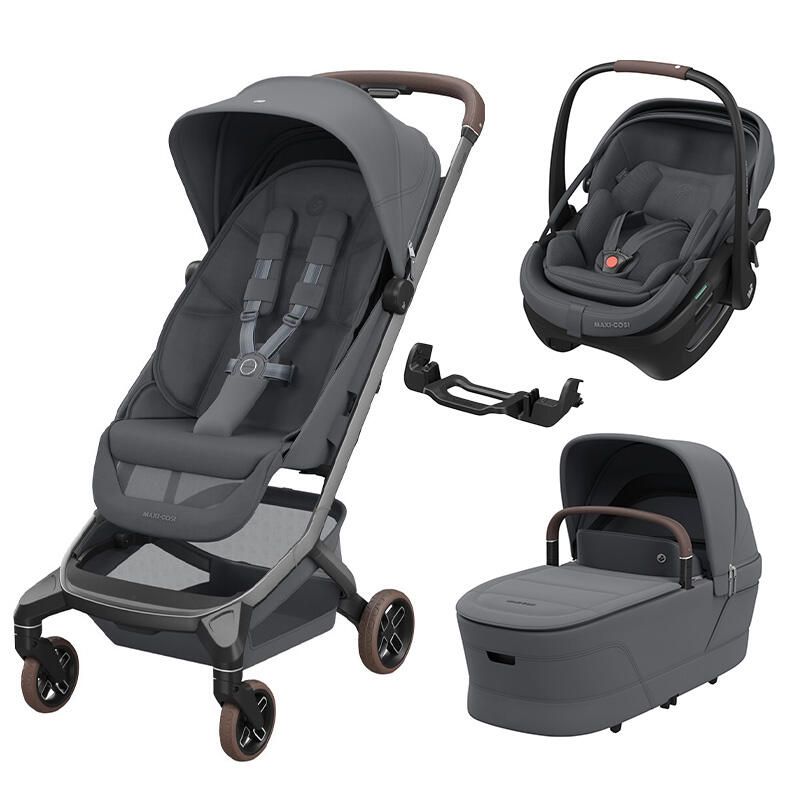 Poussette Trio Fame Cabin + Siège auto Coral Slide Pro + Nacelle Cabin Cot Moon Graphite - maxi cosi