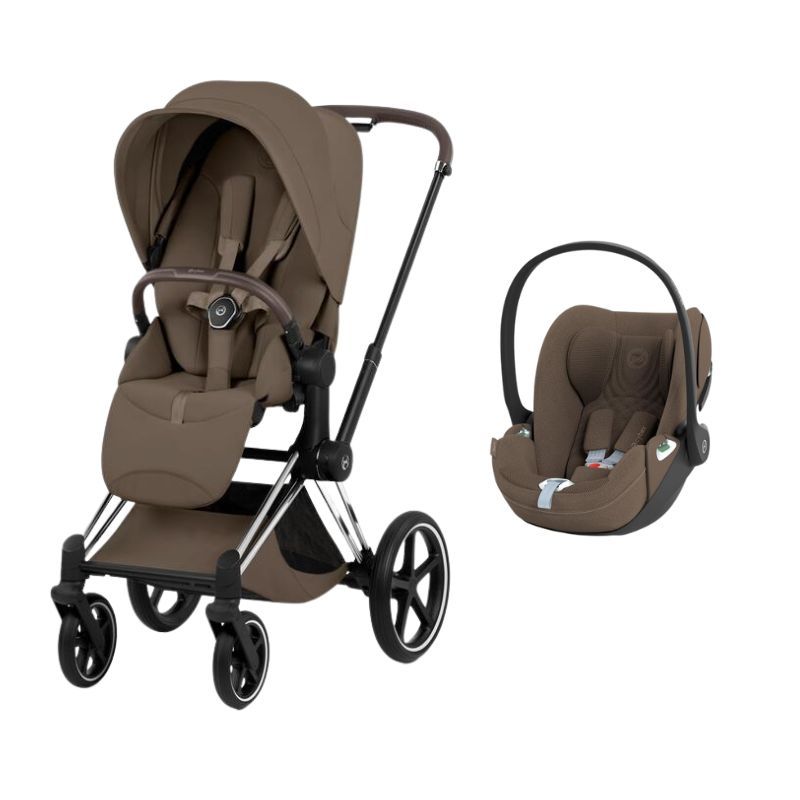 Poussette Duo Priam 5 Style + Siège auto Cloud T Plus Chrome Coconut Brown - cybex
