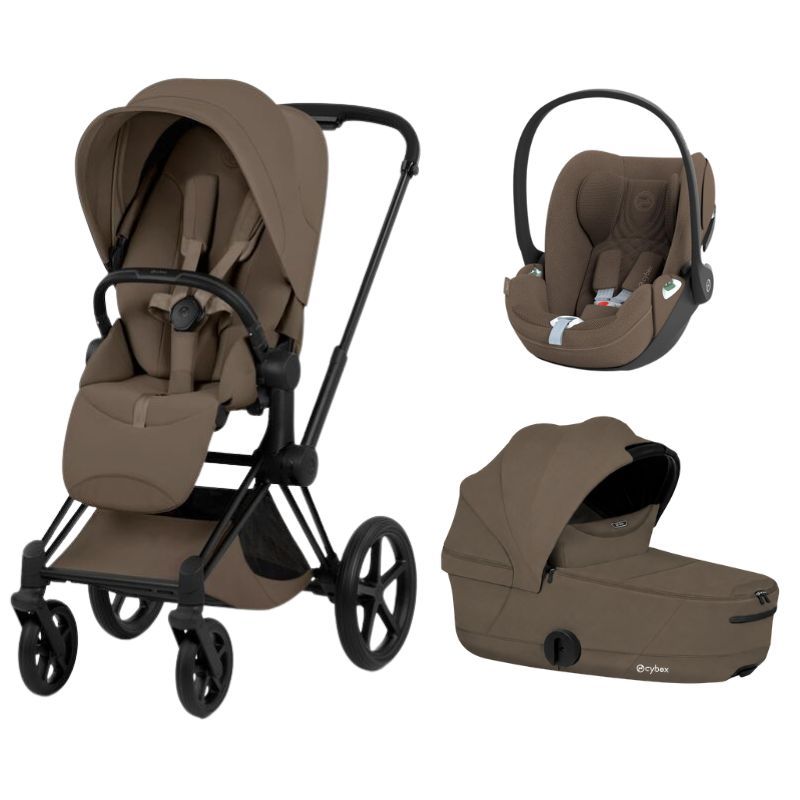Poussette Trio Priam 5 Comfort + Siège auto Cloud T Plus + Nacelle pliable Matt Black Coconut Brown - cybex