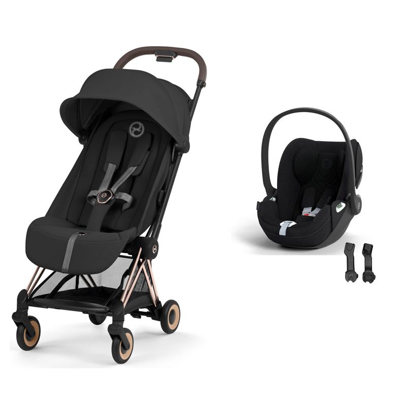 Poussette Duo Coya 2 Comfort + Siège auto Cloud T Plus Rosegold Sepia Black - cybex