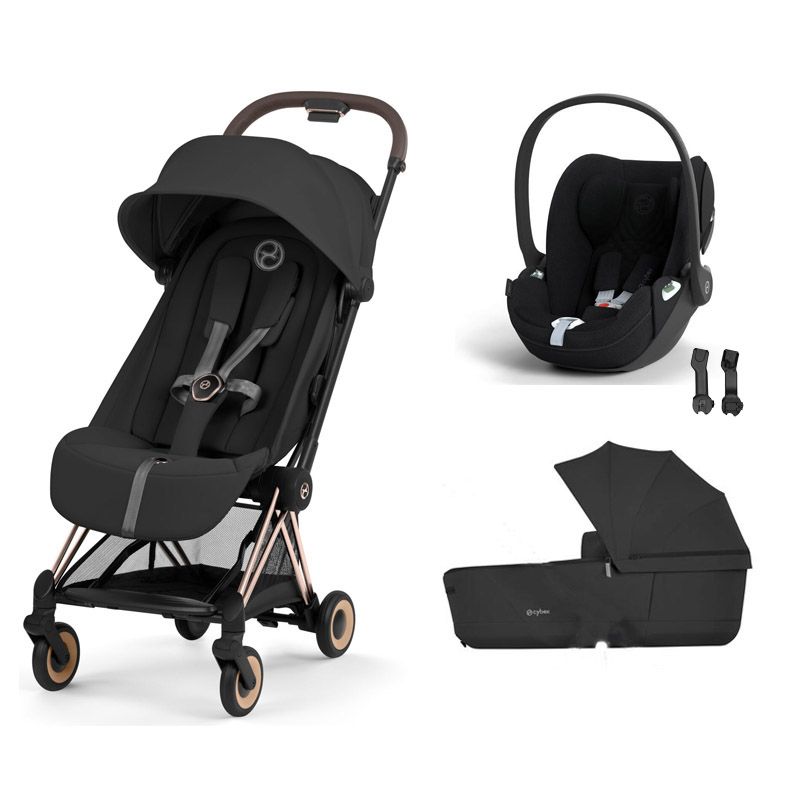 Poussette Trio Coya 2 Comfort + Siège auto Cloud T Plus + Nacelle pliable Rosegold Sepia Black - cybex