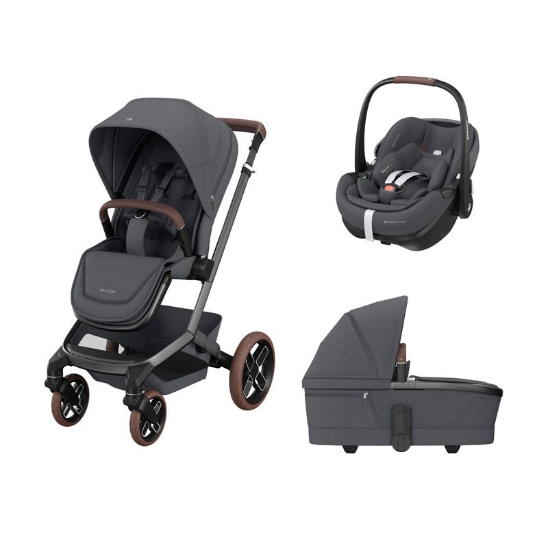 Poussette Trio Fame + Pebble 360 Pro2 + Nacelle Twillic Graphite - maxi cosi