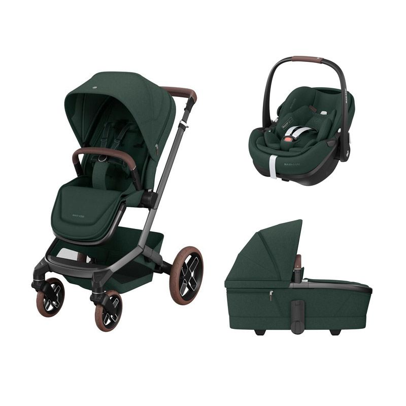 Poussette Trio Fame + Pebble 360 Pro2 + Nacelle Twillic Green - maxi cosi