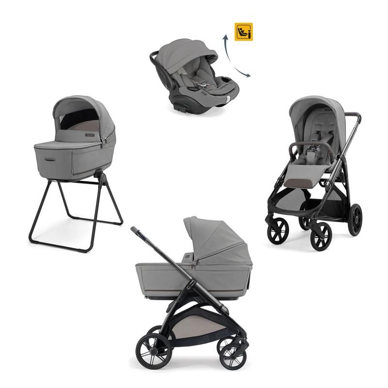 Poussette Trio System Quattro Aptica + Siège auto Darwin Recline + Nacelle Open Up Crystal Grey - inglesina