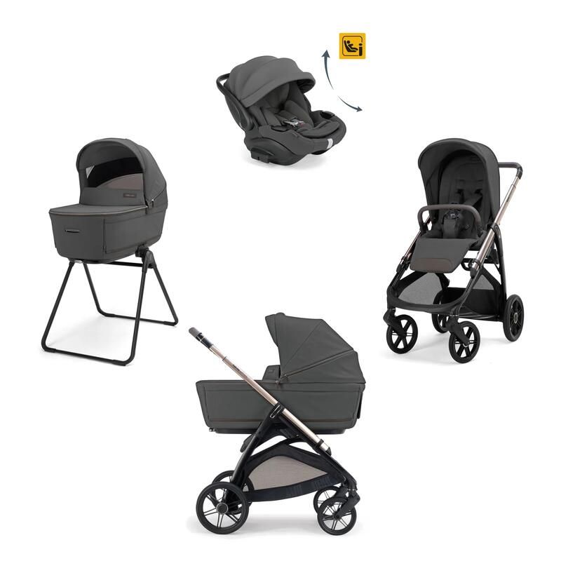 Poussette Trio System Quattro Aptica + Siège auto Darwin Recline + Nacelle Open Up Marble Grey - inglesina