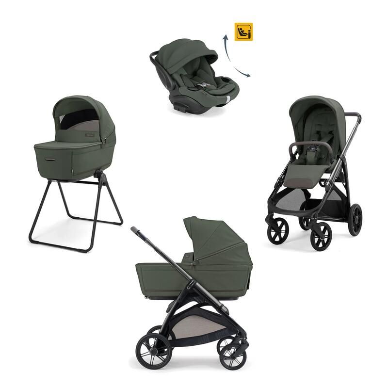 Poussette Trio System Quattro Aptica + Siège auto Darwin Recline + Nacelle Open Up Ivy Green - inglesina