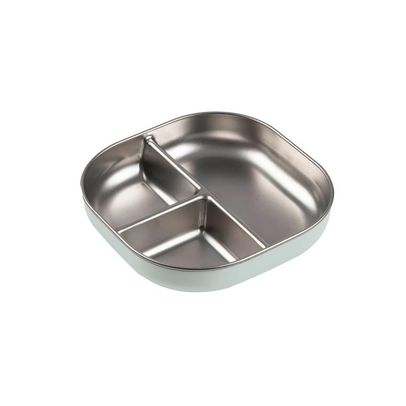 Assiette compartimentée Inox Vert de Gris - beaba