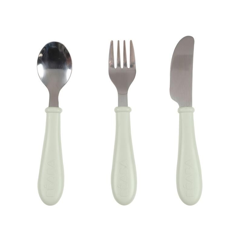 Set de 3 couverts inox Vert de Gris - beaba