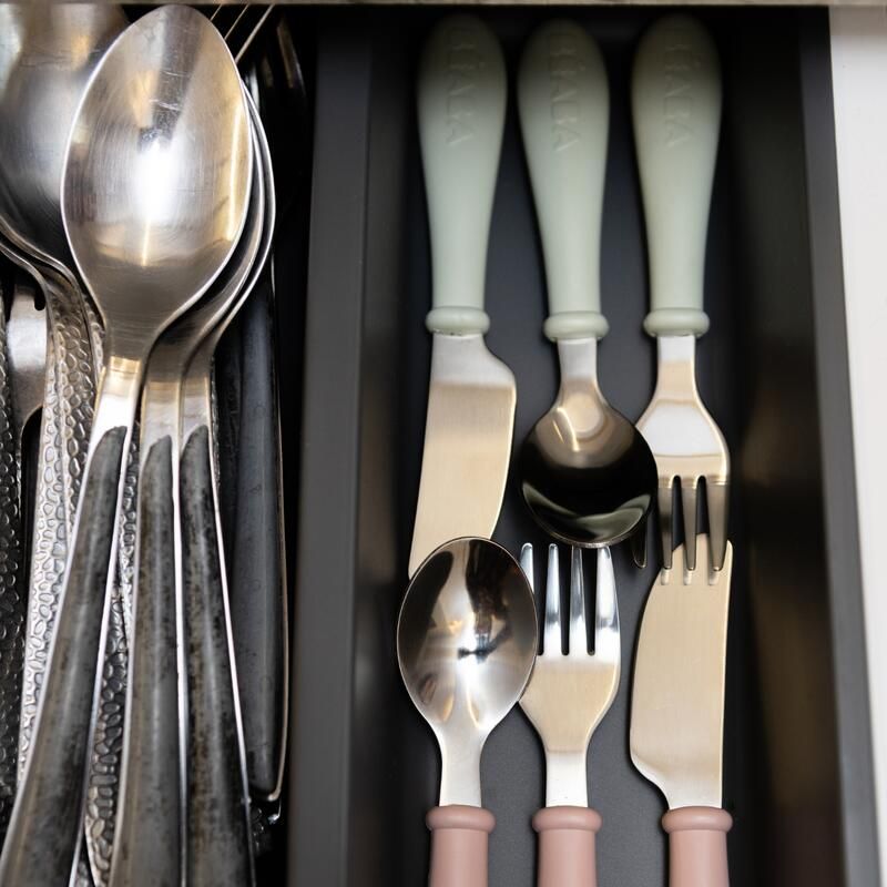 Set de 3 couverts inox Vert de Gris - beaba