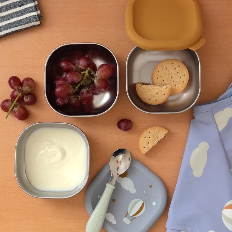 Lot de 3 boites repas inox multi-usage micro-ondables Adventure - beaba
