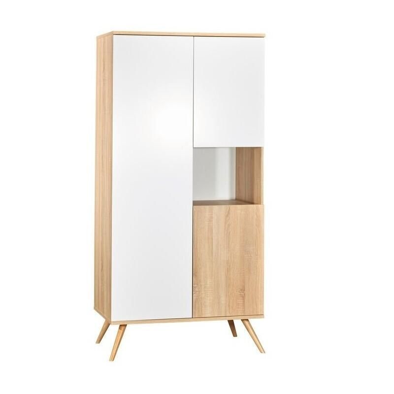 Armoire 3 portes 1 niche Seventies Bois Blanc - sauthon