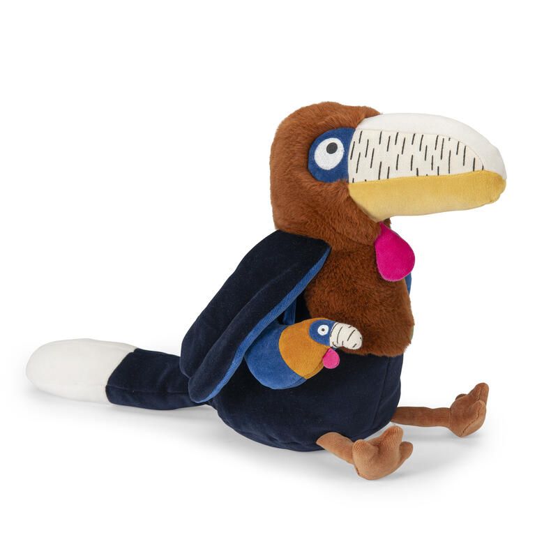 Grande peluche musicale Calao Litchi Bleu Nuit - moulin roty