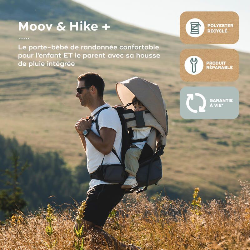 Porte-bébé Randonnée + housse de pluie Moov & Hike Dune - babymoov