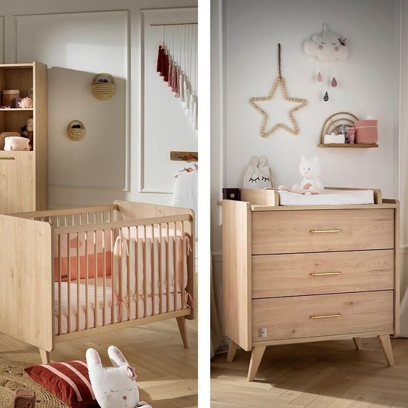 Chambre Duo Arty Lit bébé évolutif 70x140cm + Commode - sauthon