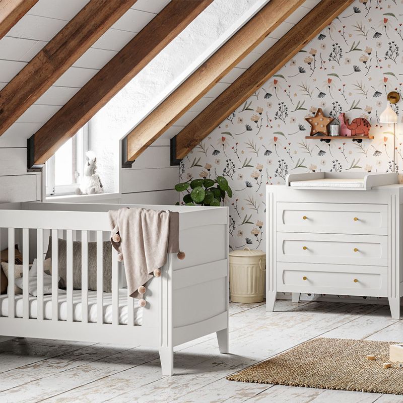 Chambre Duo Milenne Blanche Lit bébé évolutif 70x140cm + Commode - vox