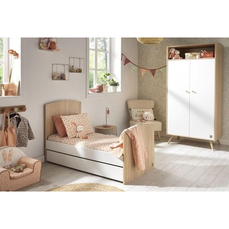 Chambre Trio Access Bois Blanc Lit bébé évolutif 70x140cm + Commode + Armoire - sauthon