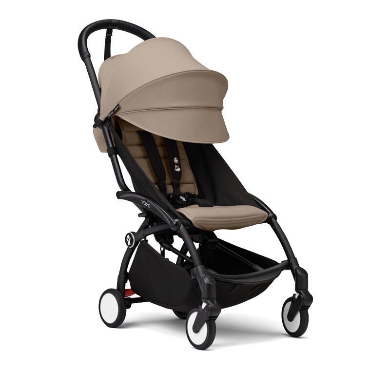 Poussette YOYO 3 Pack 6+ Taupe Cadre Noir  - stokke