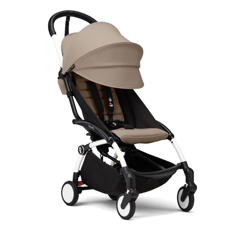 Poussette YOYO 3 Pack 6+ Taupe Cadre Blanc  - stokke