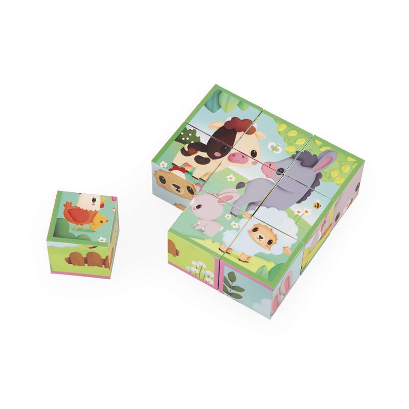 9 cubes animaux de La ferme - Multicolore - janod