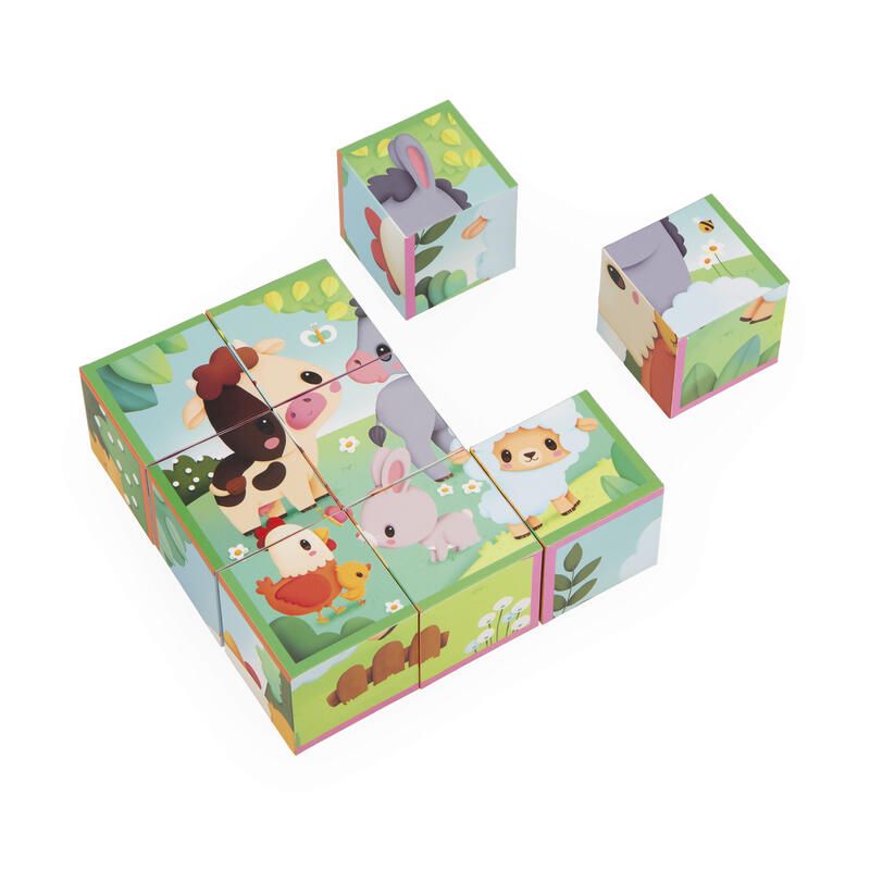 9 cubes animaux de La ferme - Multicolore - janod