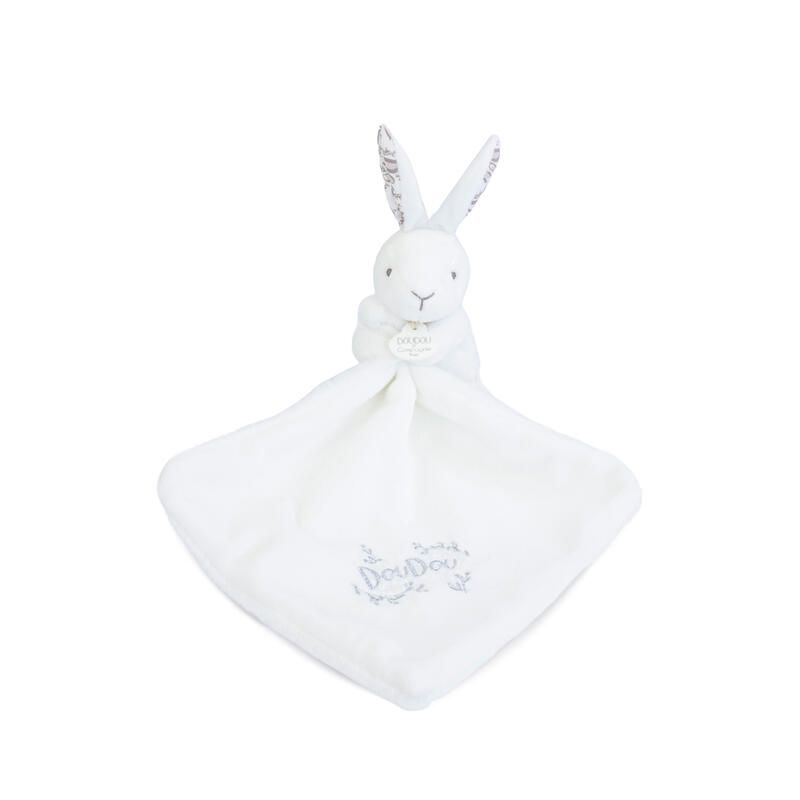 Doudou lapin mouchoir 10cm Blanc - doudou et compagnie