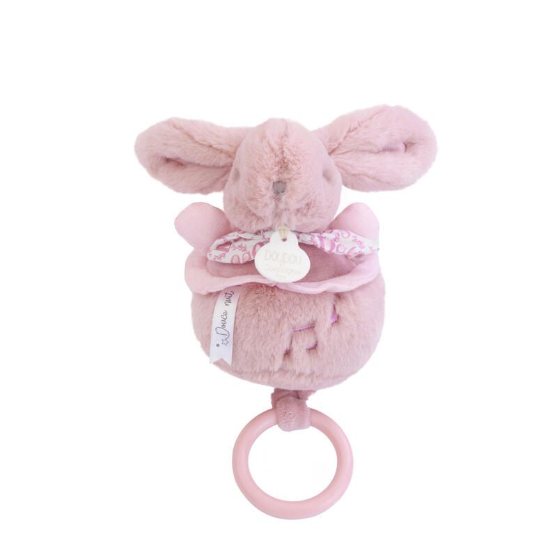 Boite à musique lapin doudou 20cm Rose - doudou et compagnie