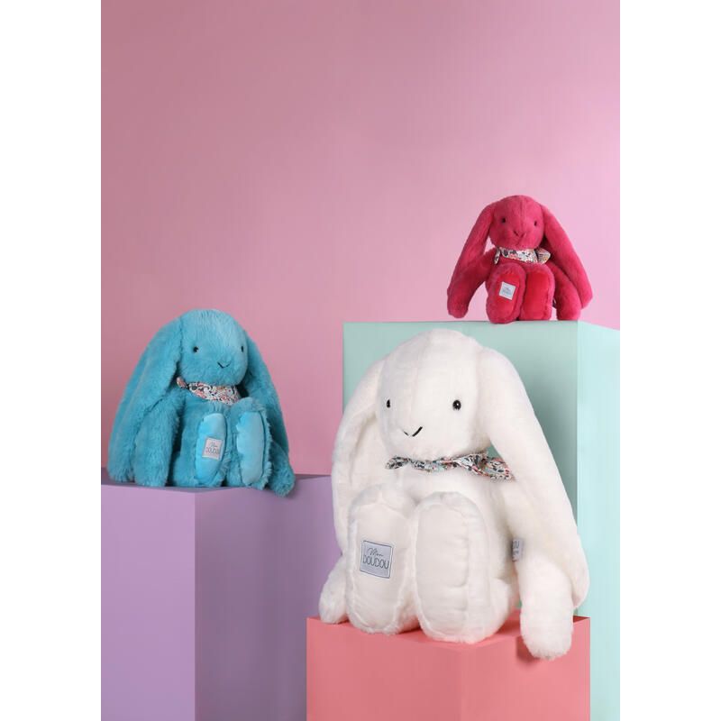 Peluche lapin Fleurette 35cm Rouge - doudou et compagnie