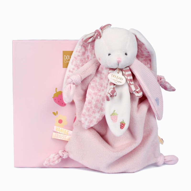 Doudou lapin Vanille Fraise 25cm Rose - doudou et compagnie