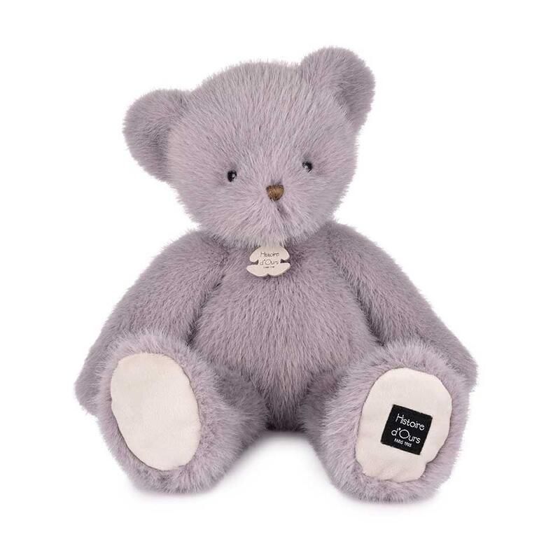 Ours en peluche Clémentin 38 cm Gris Lavande - histoire d'ours