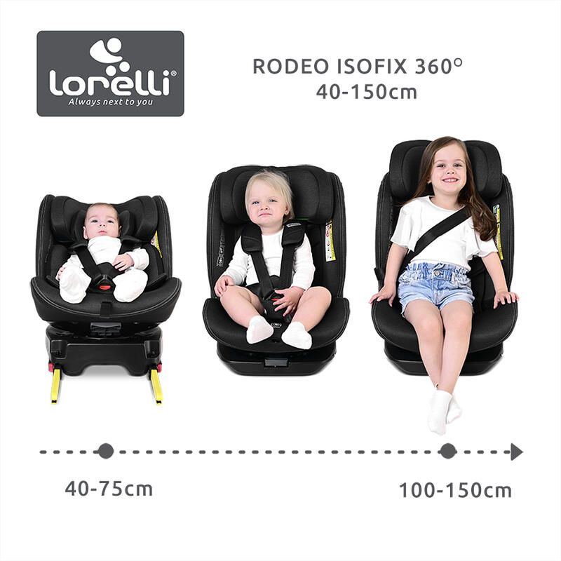 Siège auto 40-150cm  Rodeo Isofix 360 Noir - lorelli
