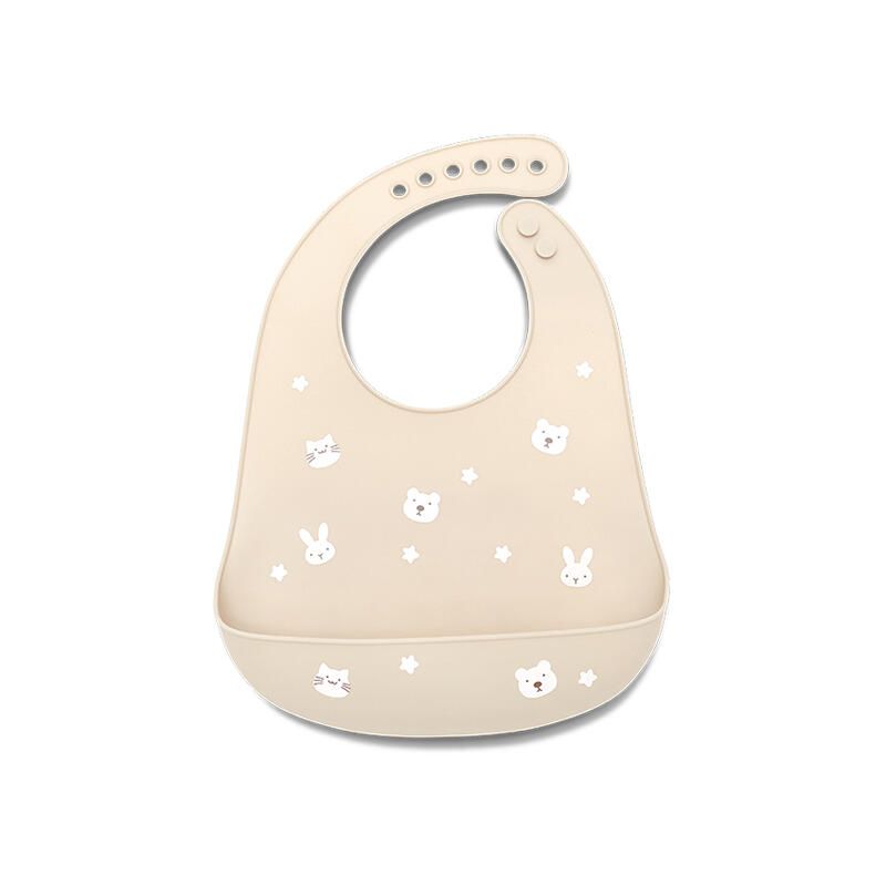 Bavoir en silicone avec récupérateur Beige - lorelli