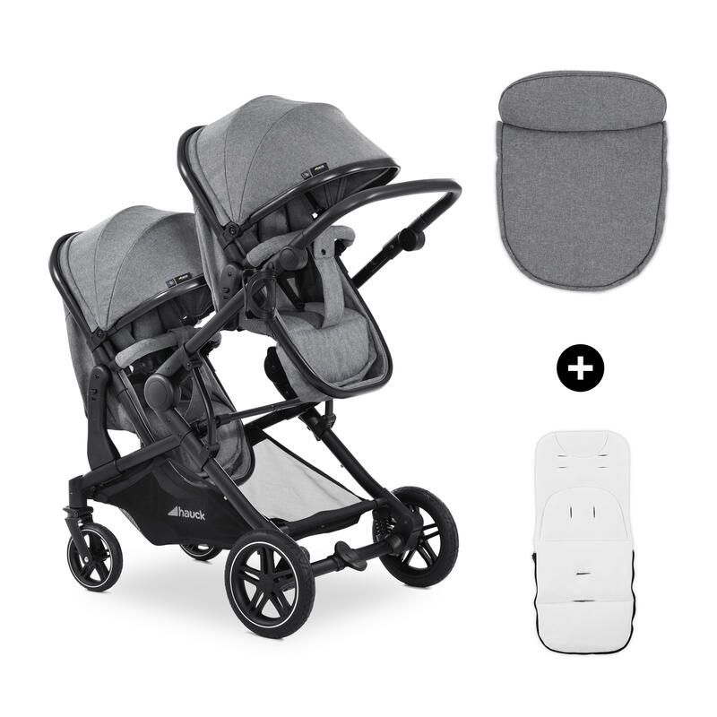 Poussette double Atlantic Twin Melange Grey - hauck