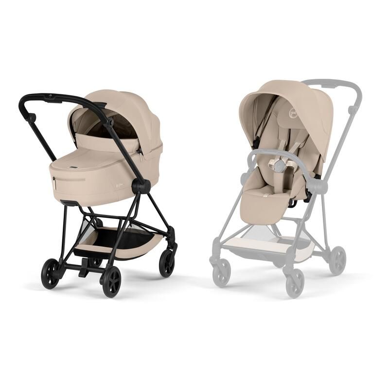 Poussette Duo Mios 4 Comfort + Nacelle pliable Matt Black Cozy Beige - cybex