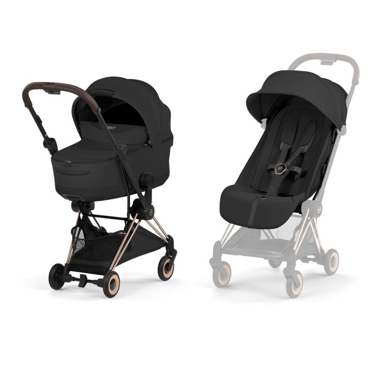 Poussette Trio Coya 2 Comfort + Siège auto Cloud T Plus + Nacelle pliable Rosegold Sepia Black - cybex