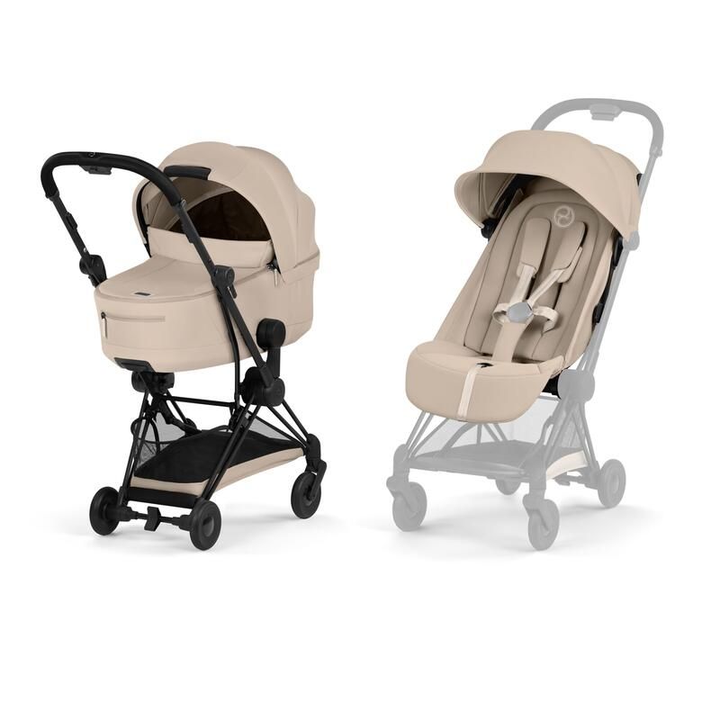 Poussette Duo Coya 2 Comfort + Nacelle pliable Matt Black Cozy Beige - cybex