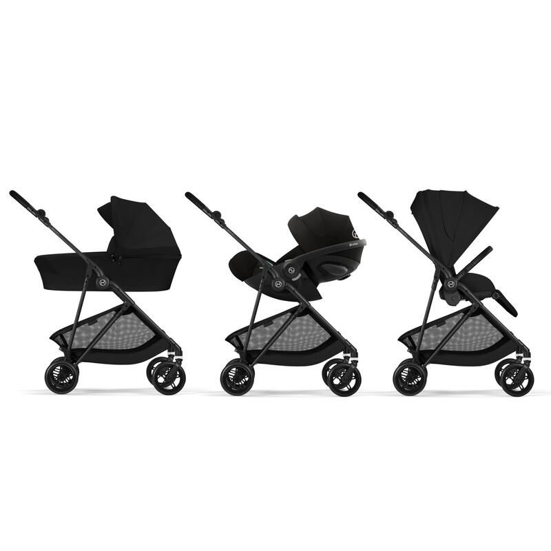 Poussette Trio Melio 6 Carbon + Siège auto Cloud G3 Plus + Nacelle Melio 6 Magic Black - cybex