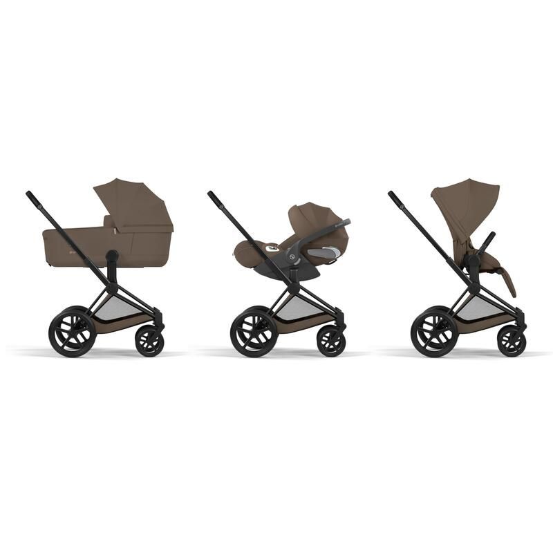 Poussette Trio Priam 5 Comfort + Siège auto Cloud T Plus + Nacelle pliable Matt Black Coconut Brown - cybex