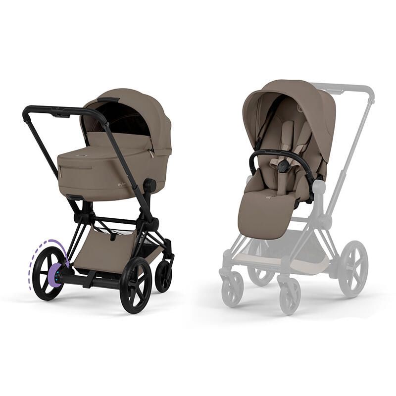 Poussette Duo e-Priam 3 Comfort + Nacelle pliable Matt Black Coconut Brown - cybex