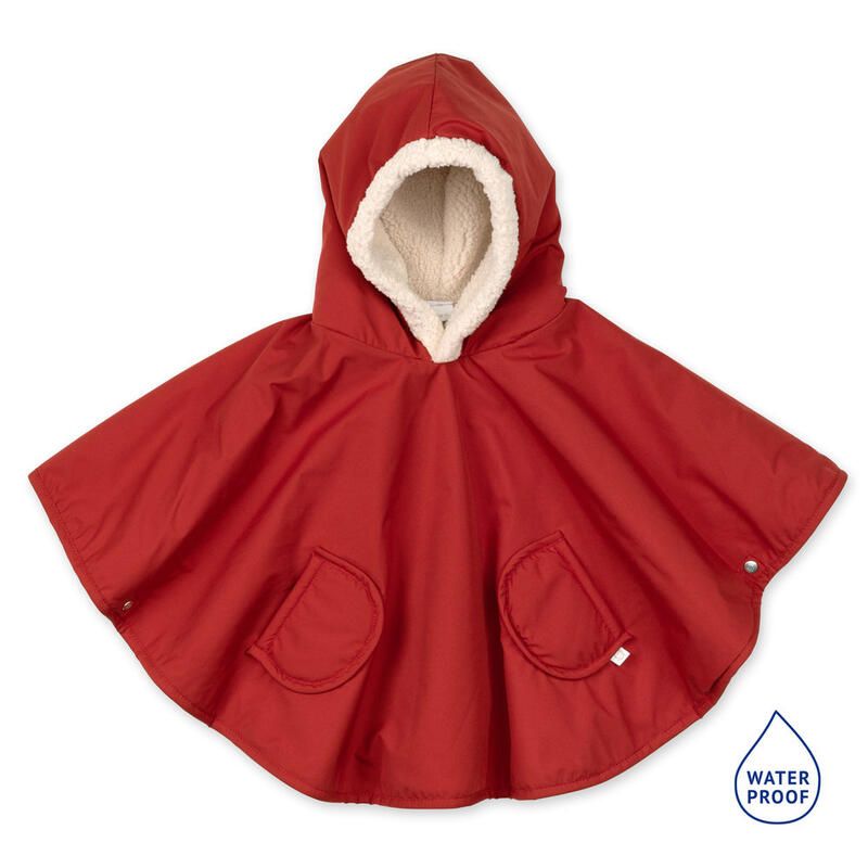 Poncho de voyage Waterproof + teddy 9-36m - Carmin - bemini
