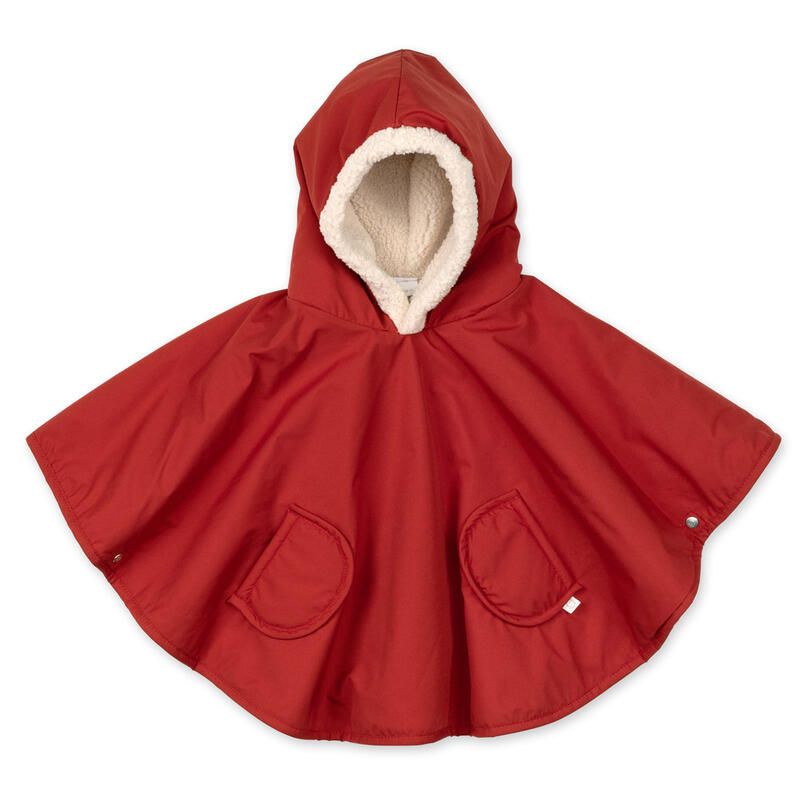 Poncho de voyage Waterproof + teddy 9-36m - Carmin - bemini