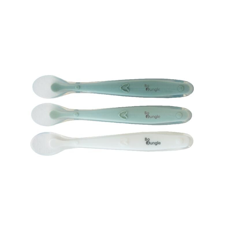 Set de cuillères douces en silicone - Jade Vert Sauge Blanc - bojungle