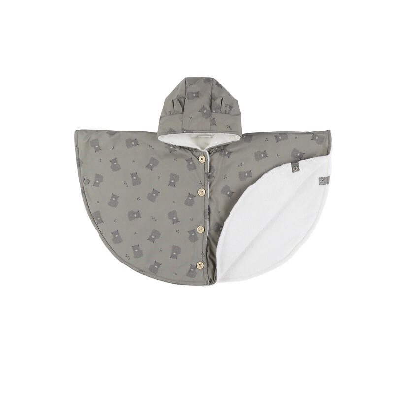 Poncho imperméable doublure Groloudoux perle 6-12M - Kaki - noukie 's