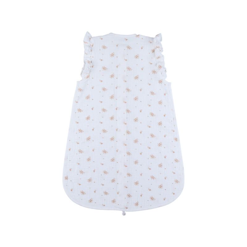 Gigoteuse mousseline bio Vintage Flowers Fleurs Dantan 70cm Blanc Rose - noukie 's