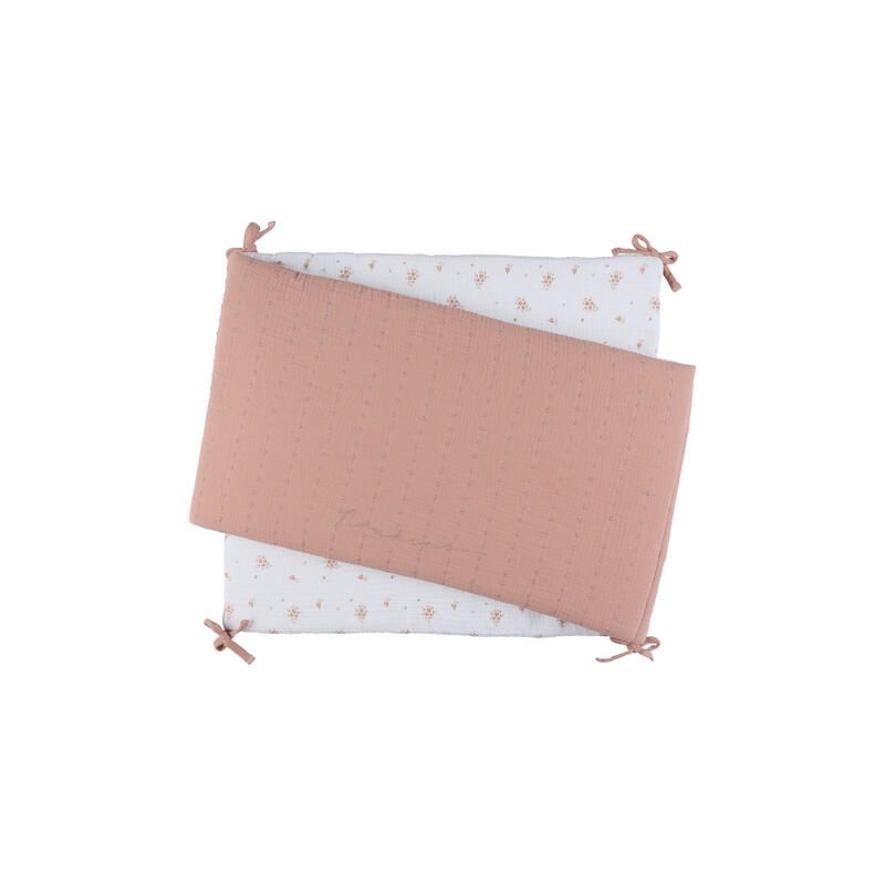Tour de lit mousseline bio Vintage Flowers Fleurs Dantan 180x33cm Rose - noukie 's